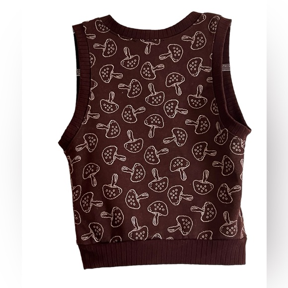 Mushroom Print Cropped Sweater Vest y2k Size Juniors XS - Picture 4 of 4